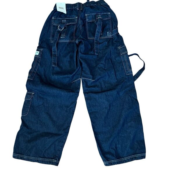 BDG Baggy Low Rise Strappy Denim Cargo Pants Urban Wide Leg Oversized Fit 26W - Picture 2 of 8